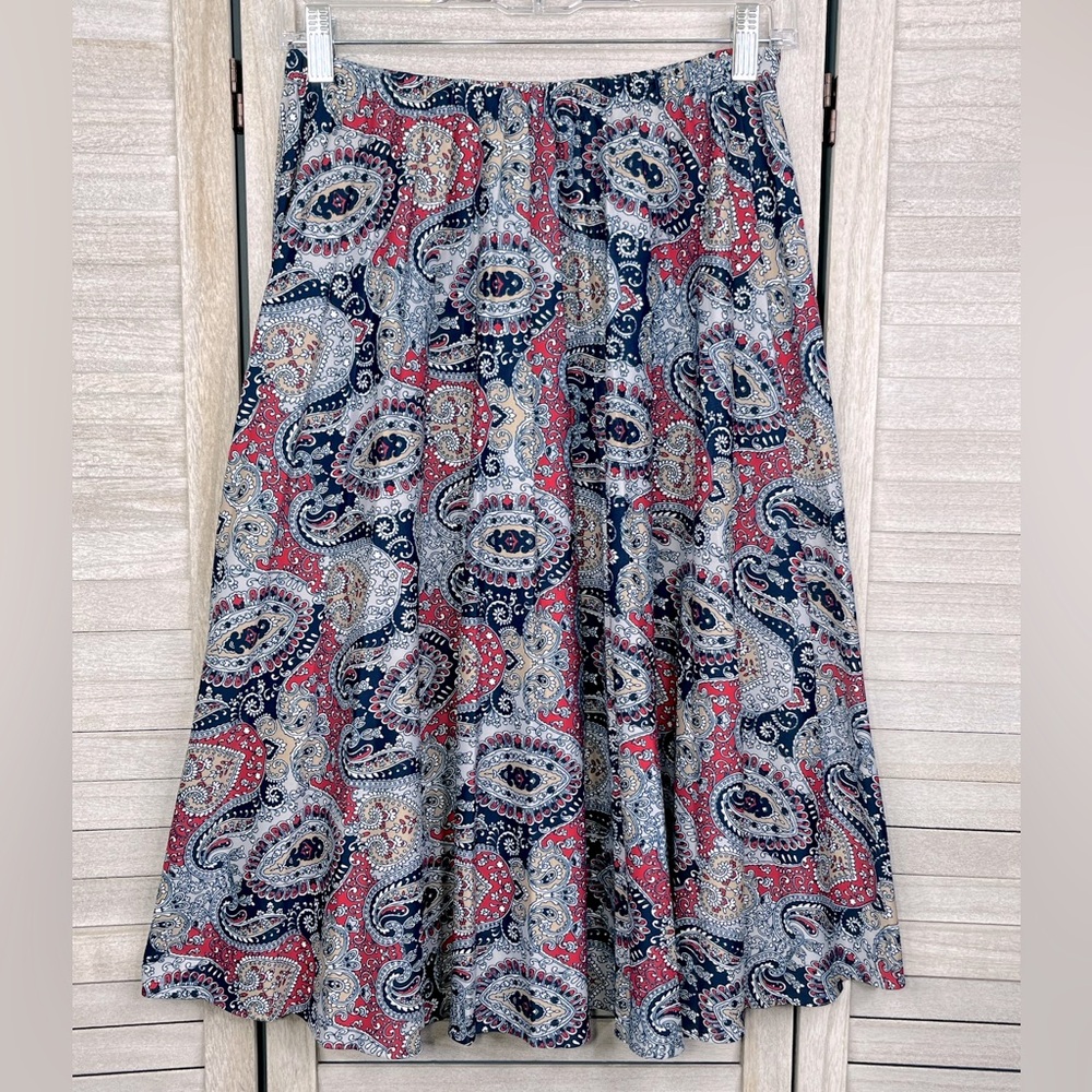 JANE COLBY Vintage 70's Pull On Skirt Multi/Paisley Print-15/16